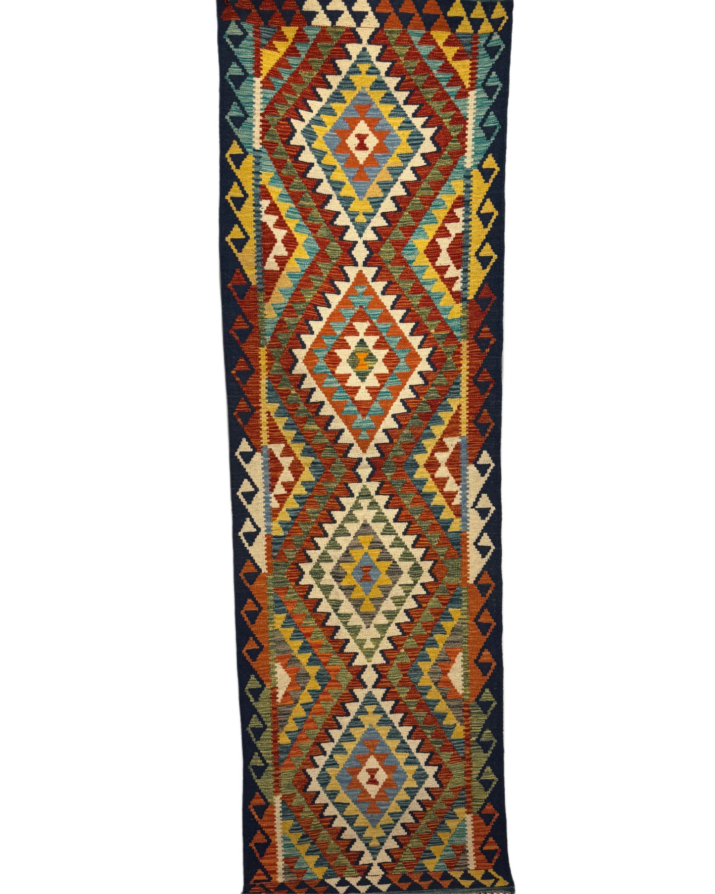Nomad Glow El Dokuma Kilim – Canlı Renkli Geometrik ve Etnik Desenli Otantik Kilim (0.80 x 2.59 m) | NG-0028