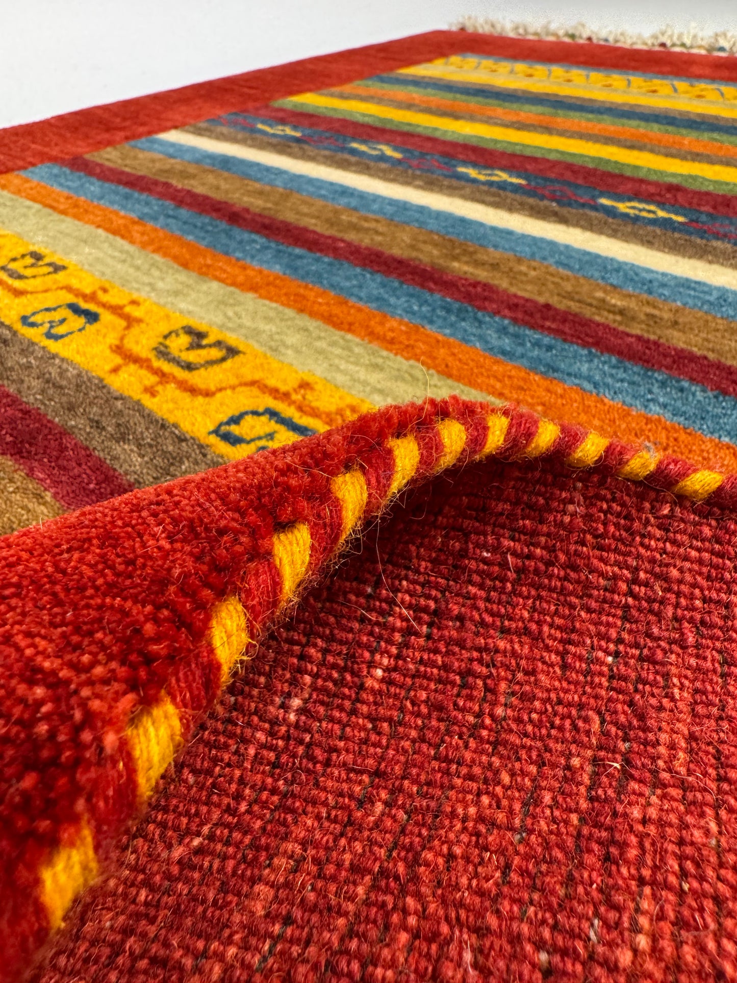Color Loom El Dokuma Halı CL-0002 | Renkli Bohem ve Etnik Desenli Türk Halısı, El Yapımı Dekoratif Kilim, Modern Vintage Halı