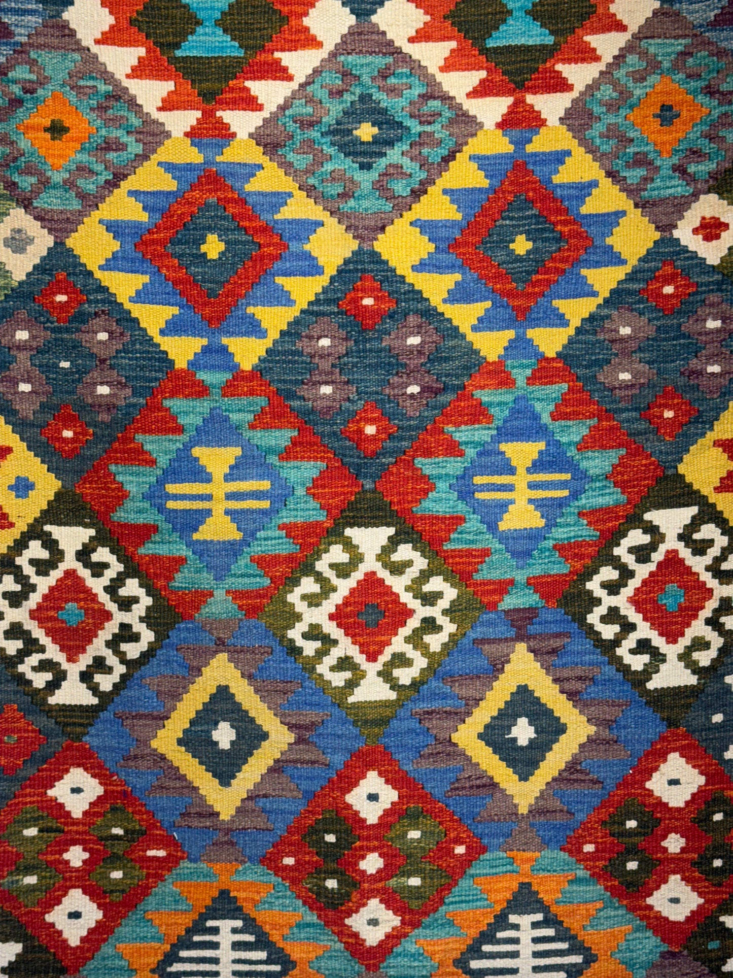 Nomad Glow El Dokuma Kilim – Renkli Geometrik Desenli Otantik Kilim (1.16 x 1.71 m) | NG-0023