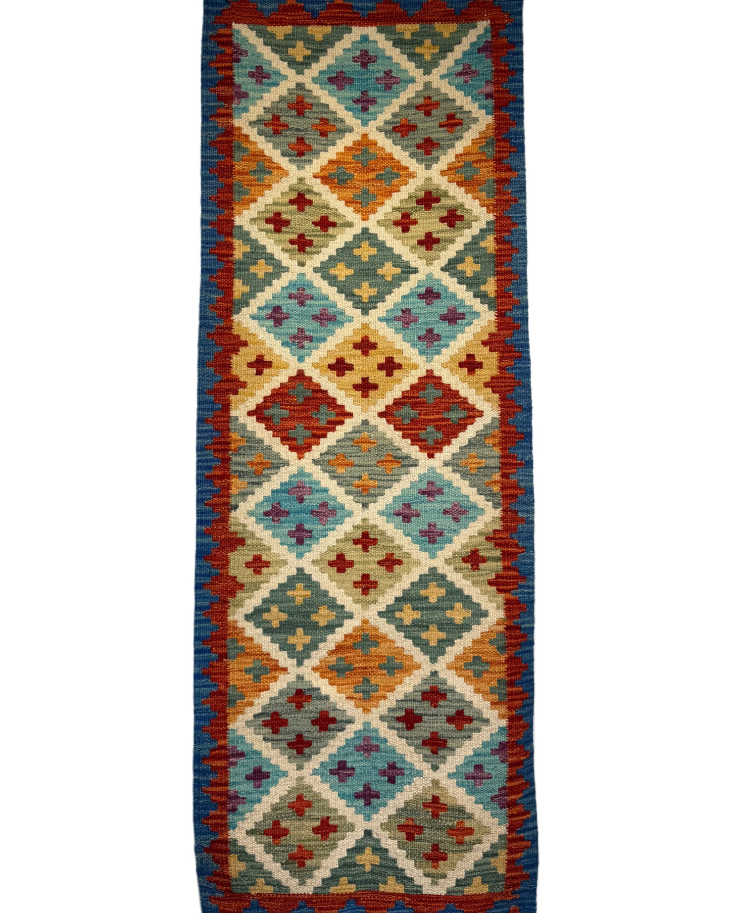 El Dokuma Uzun Kilim – Çok Renkli Geometrik Desenli Otantik Dekoratif Halı (0.51 x 1.43 m) | Nomad Glow Serisi NG-0013