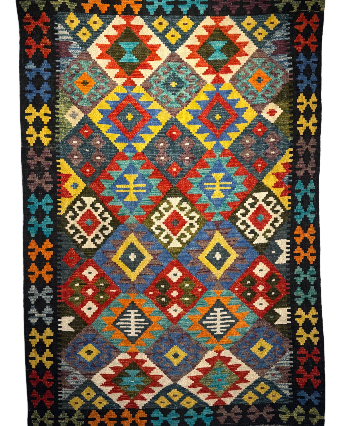 Nomad Glow El Dokuma Kilim – Renkli Geometrik Desenli Otantik Kilim (1.16 x 1.71 m) | NG-0023