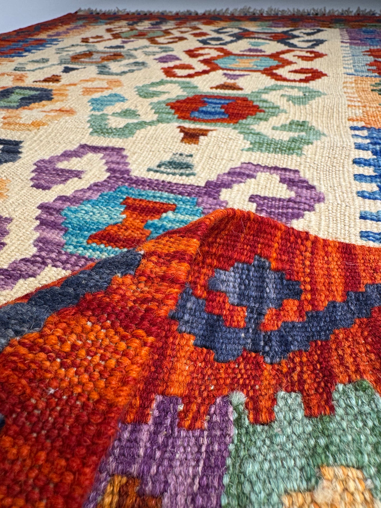 Nomad Glow El Dokuma Kilim – Krem Zemin Çok Renkli Otantik Desenli Kilim (0.83 x 1.25 m) | NG-0019