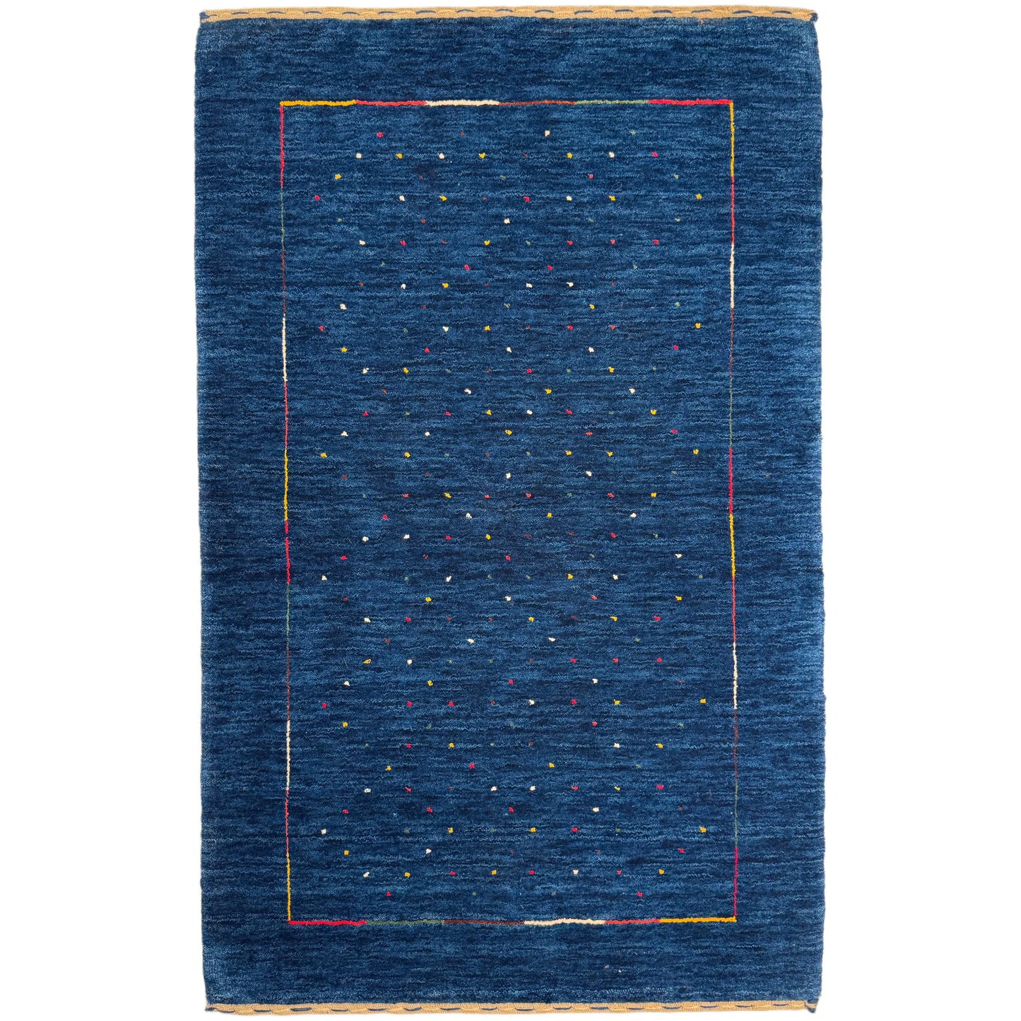 Color Loom El Dokuma Halı CL-0016 | Mavi Minimalist Motifli El Yapımı Türk Halısı, Modern Vintage Dekoratif Kilim