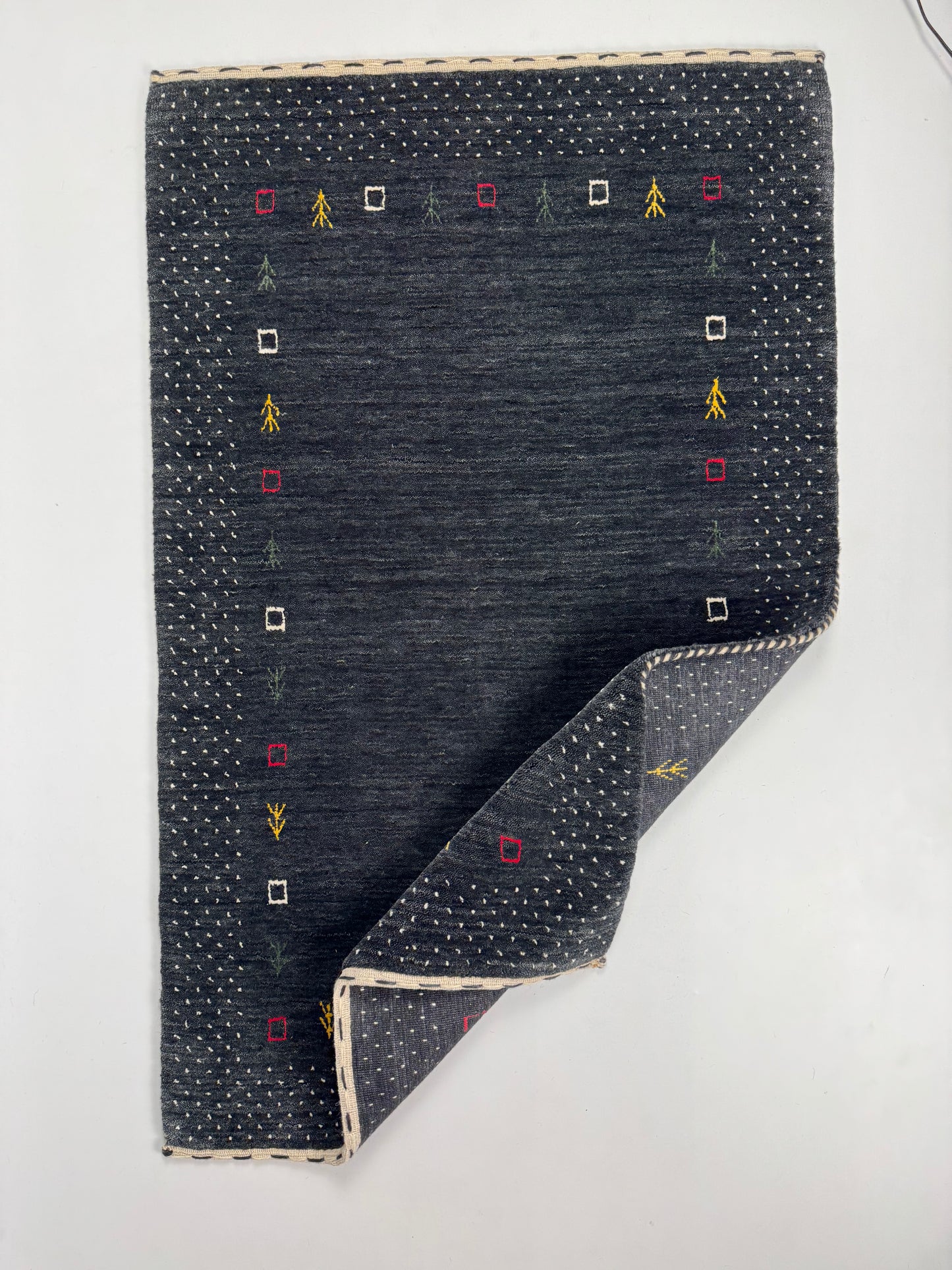 Color Loom El Dokuma Halı CL-0019 | Gri Motifli El Yapımı Türk Halısı, Modern Vintage Dekoratif Kilim