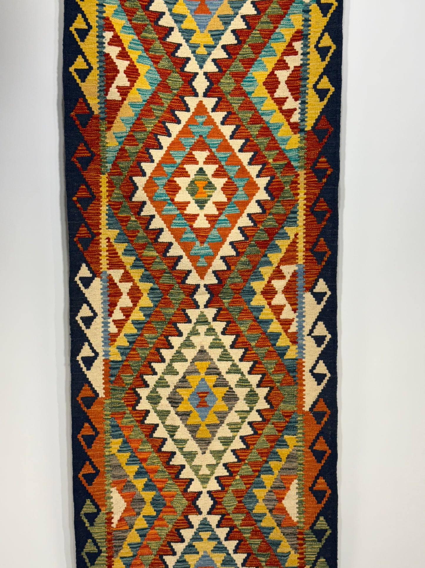 Nomad Glow El Dokuma Kilim – Canlı Renkli Geometrik ve Etnik Desenli Otantik Kilim (0.80 x 2.59 m) | NG-0028