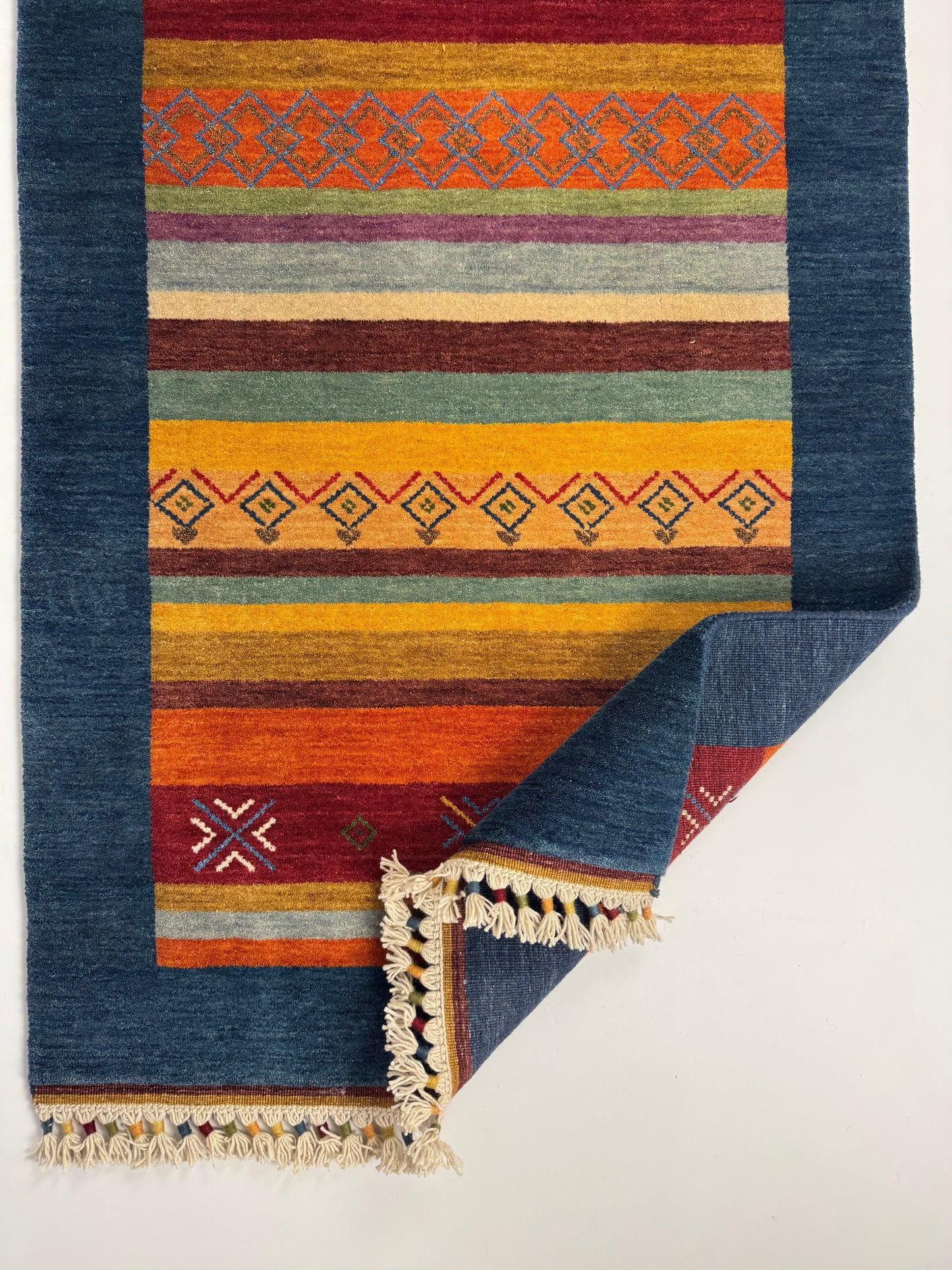 Color Loom El Dokuma Halı CL-0001 | Renkli Bohem ve Etnik Desenli Türk Halısı, El Yapımı Dekoratif Kilim, Modern Vintage Halı