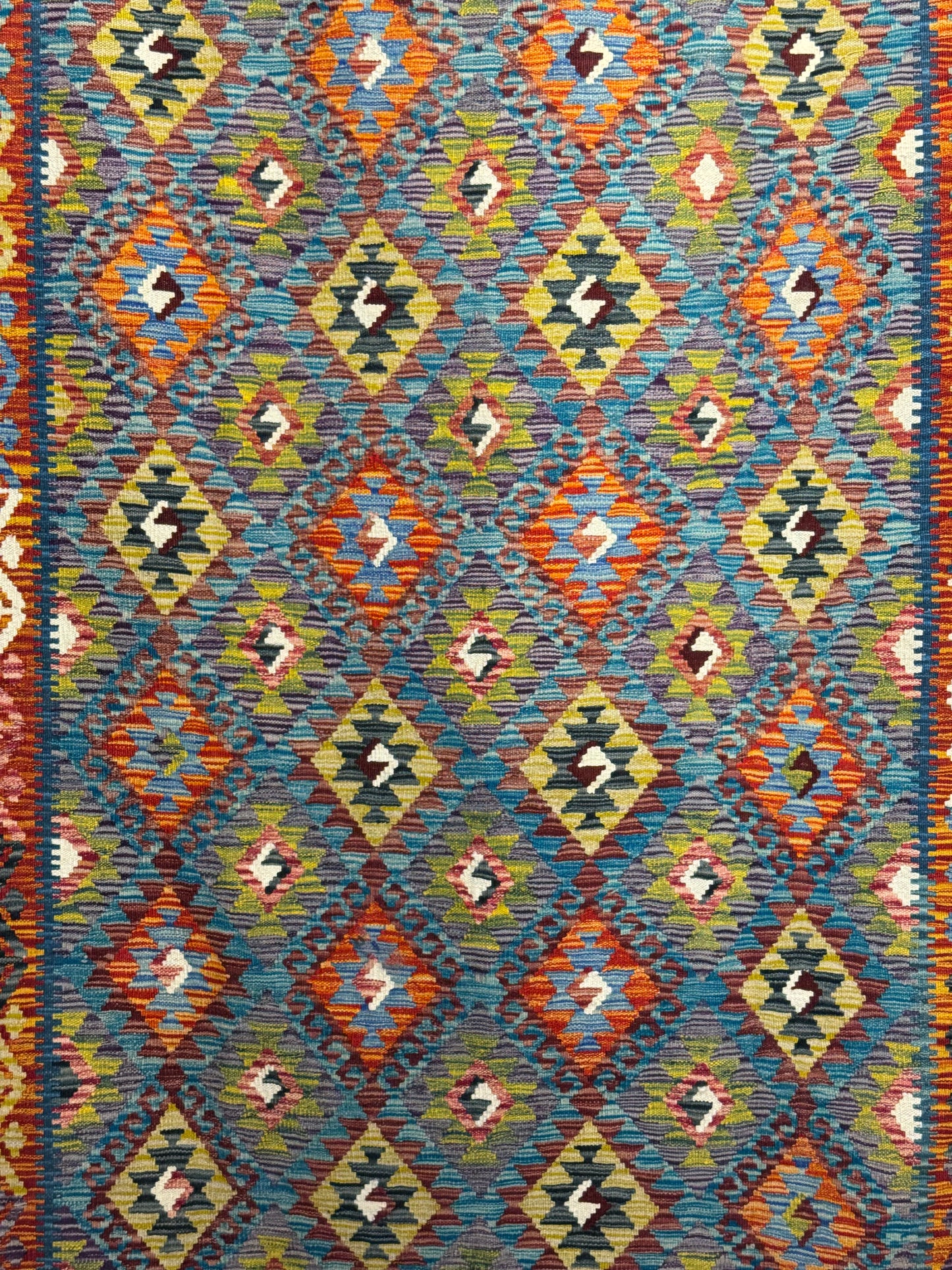 Nomad Glow El Dokuma Kilim – Geniş Ölçekli Geometrik Desenli Renkli Otantik Kilim (1.74 x 2.49 m) | NG-0035