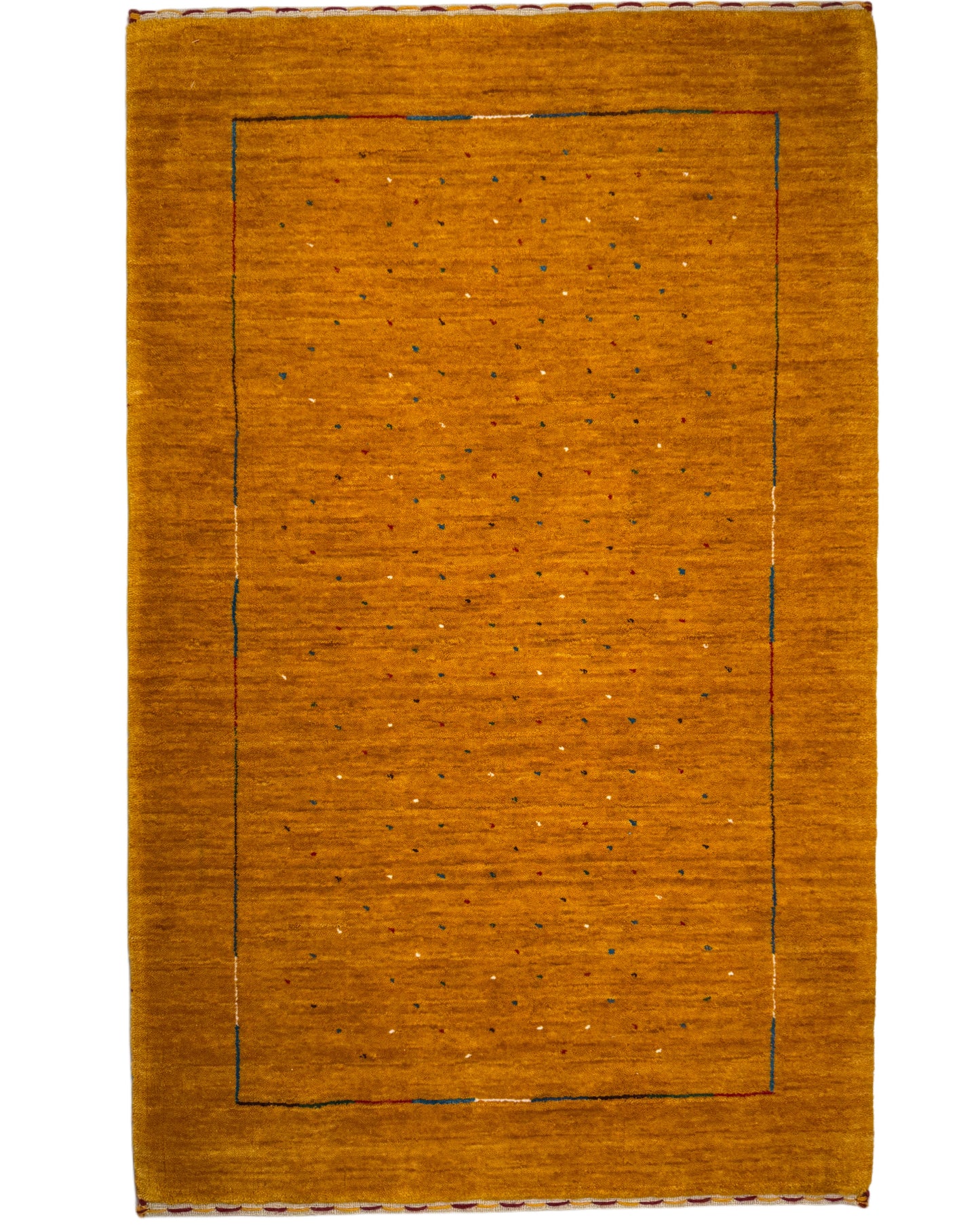 Color Loom El Dokuma Halı CL-0008 | Sarı Minimalist Motifli El Yapımı Türk Halısı, Modern Vintage Dekoratif Kilim