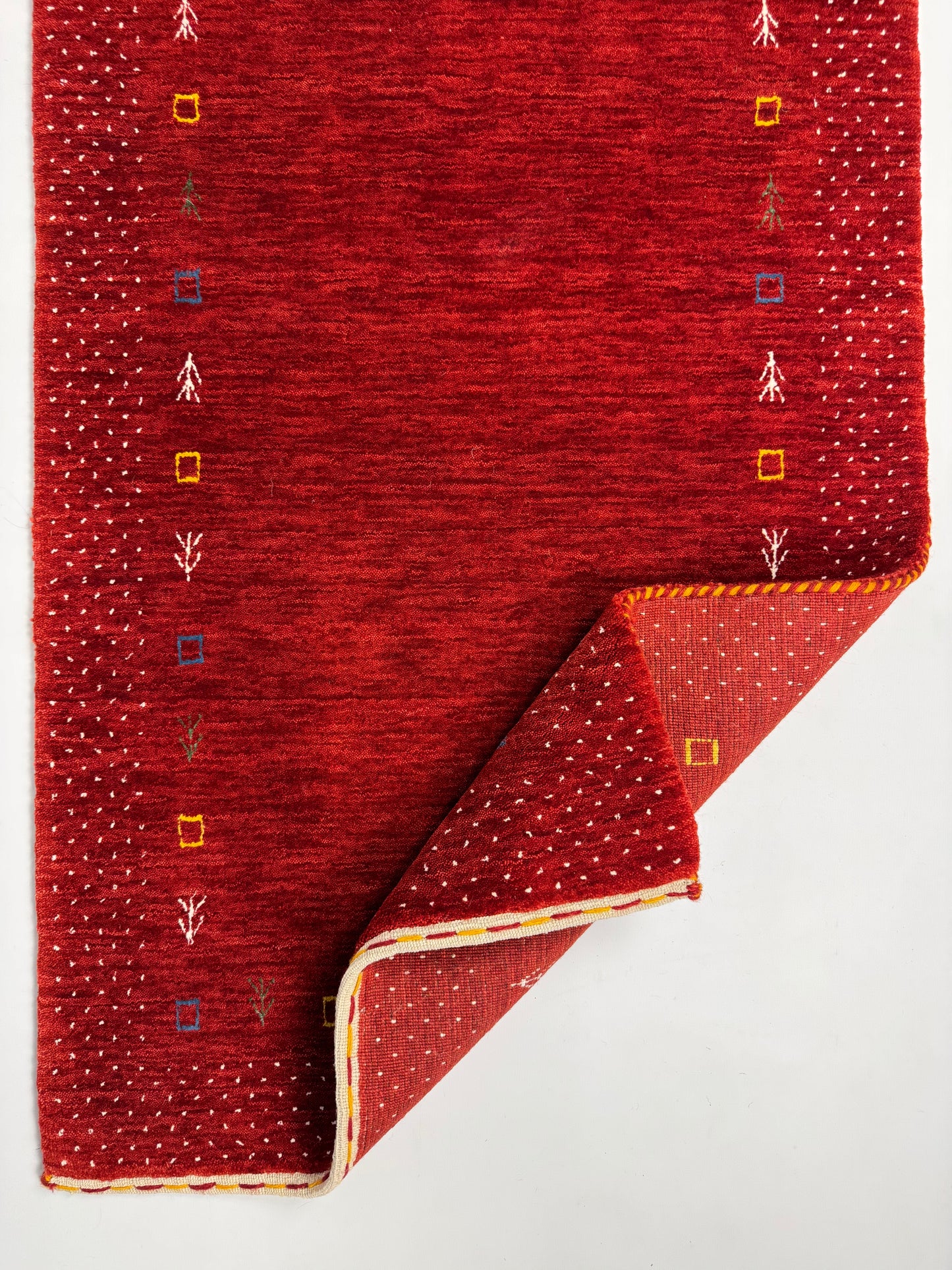 Color Loom El Dokuma Halı CL-0006 | Kırmızı Bohem ve Etnik Desenli Türk Halısı, El Yapımı Dekoratif Kilim, Modern Vintage Halı