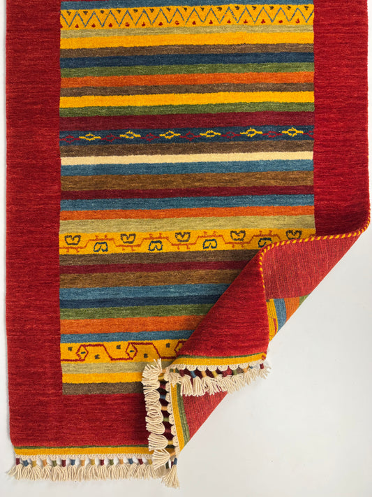 Color Loom El Dokuma Halı CL-0002 | Renkli Bohem ve Etnik Desenli Türk Halısı, El Yapımı Dekoratif Kilim, Modern Vintage Halı