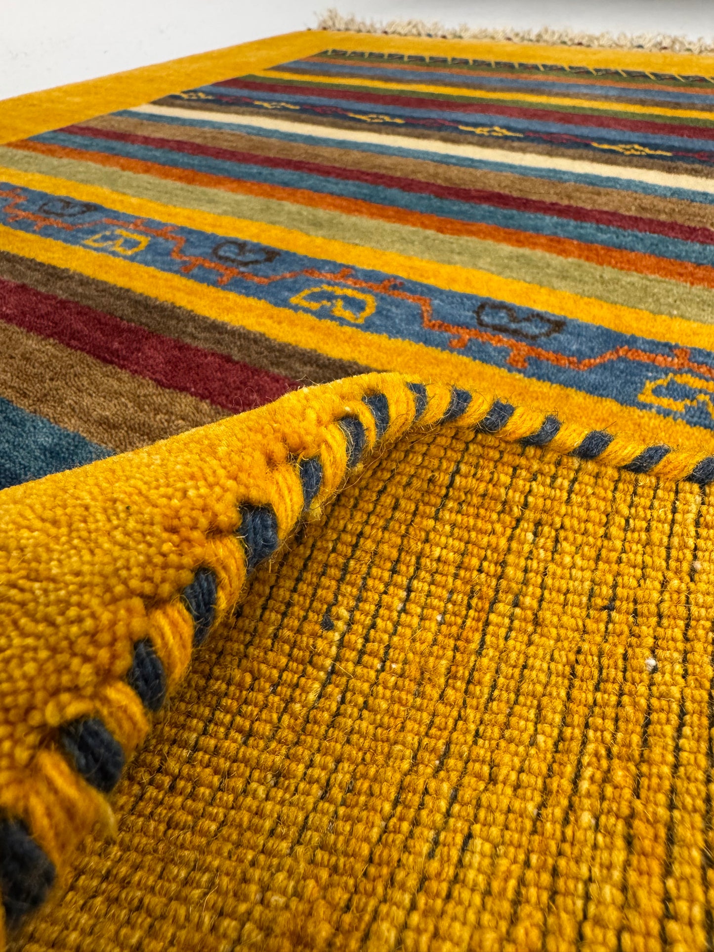 Color Loom El Dokuma Halı CL-0003 | Renkli Bohem ve Etnik Desenli Türk Halısı, El Yapımı Dekoratif Kilim, Modern Vintage Halı