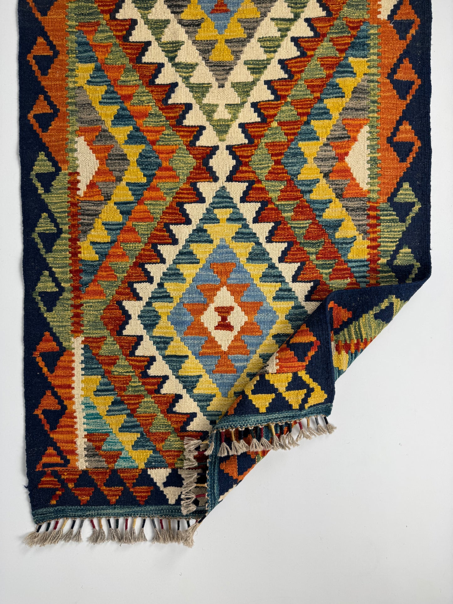 Nomad Glow El Dokuma Kilim – Canlı Renkli Geometrik ve Etnik Desenli Otantik Kilim (0.80 x 2.59 m) | NG-0028