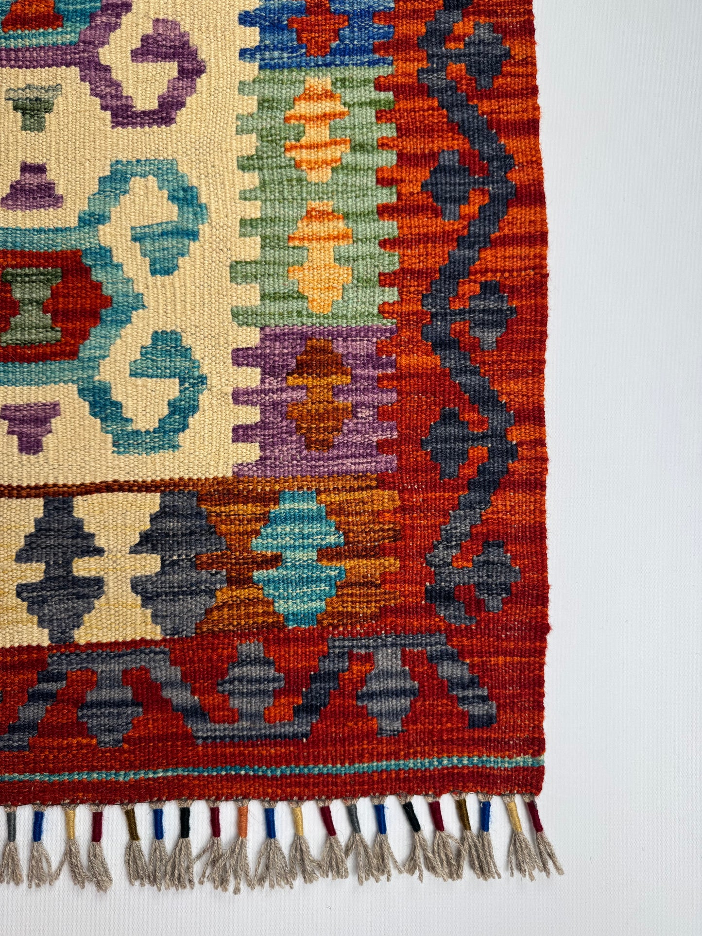 Nomad Glow El Dokuma Kilim – Krem Zemin Çok Renkli Otantik Desenli Kilim (0.83 x 1.25 m) | NG-0019