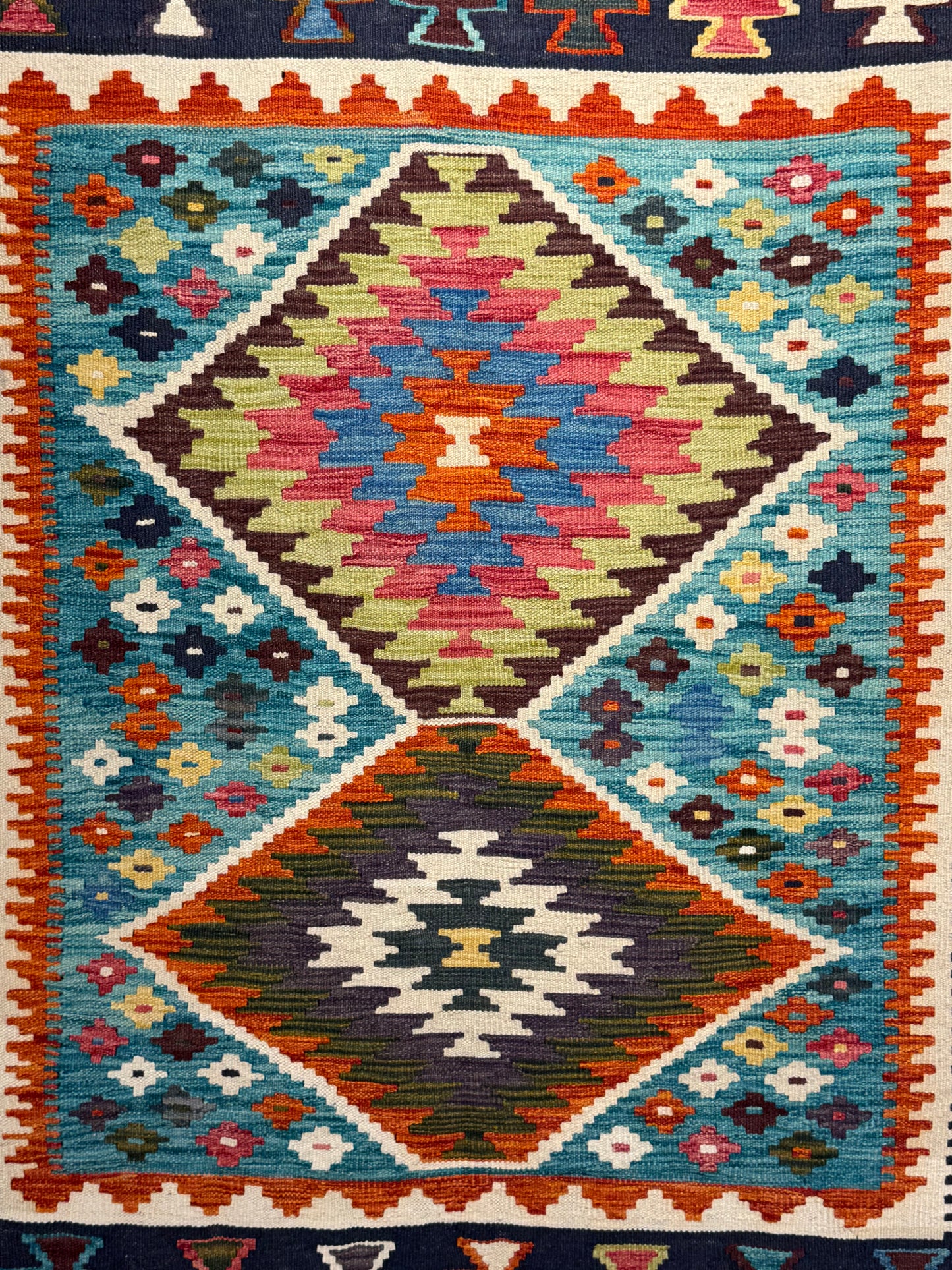 Nomad Glow El Dokuma Kilim – Çerçeve Desenli Canlı Geometrik Otantik Kilim (1.50 x 2.00 m) | NG-0034
