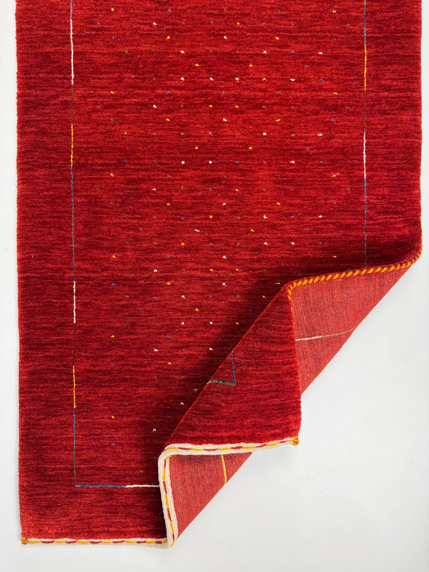 Color Loom El Dokuma Halı CL-0010 | Kırmızı Minimalist El Yapımı Türk Halısı, Modern Vintage Dekoratif Kilim