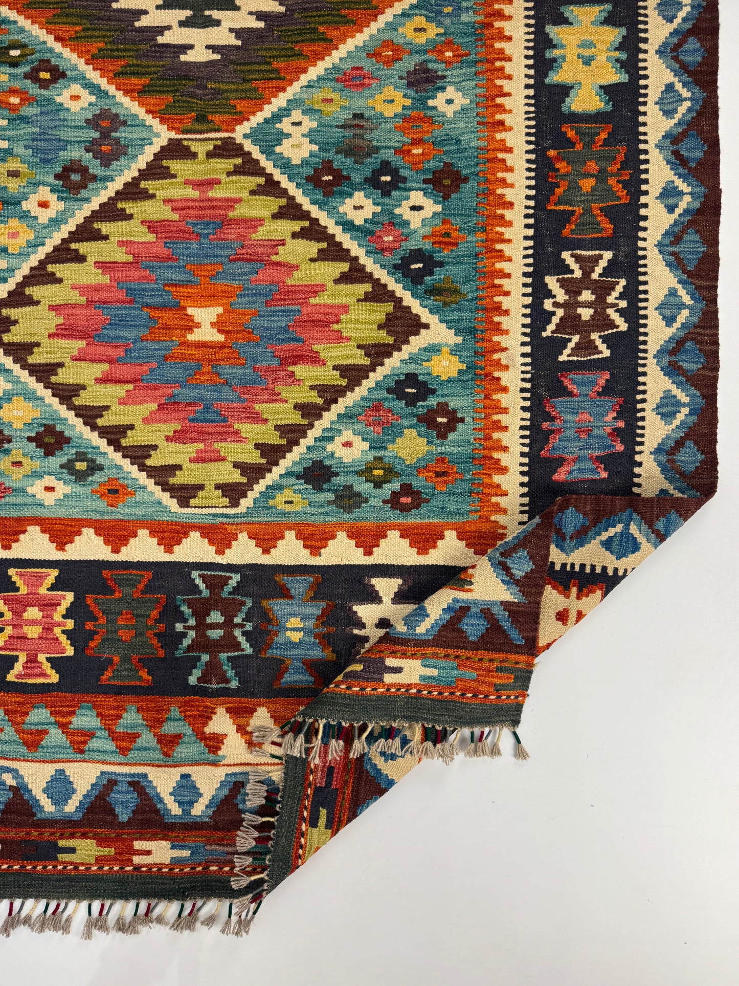 Nomad Glow El Dokuma Kilim – Çerçeve Desenli Canlı Geometrik Otantik Kilim (1.50 x 2.00 m) | NG-0034