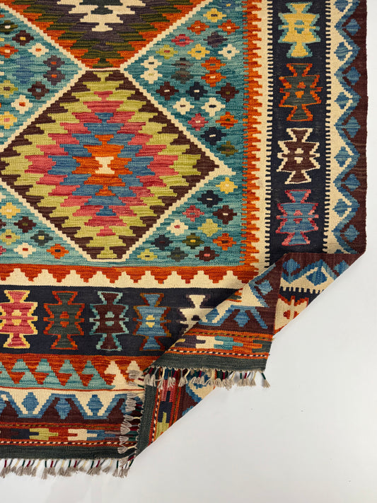 Nomad Glow El Dokuma Kilim – Çerçeve Desenli Canlı Geometrik Otantik Kilim (1.50 x 2.00 m) | NG-0034
