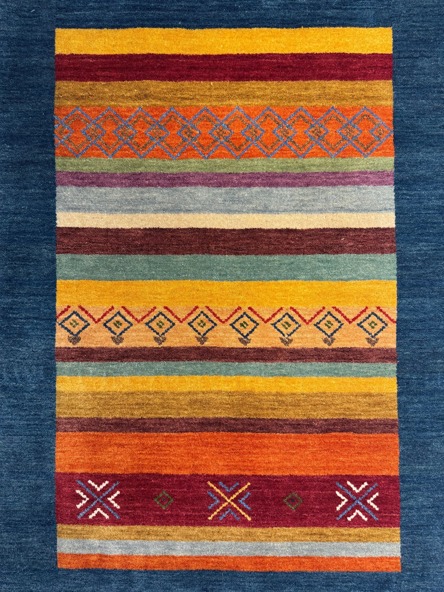 Color Loom El Dokuma Halı CL-0001 | Renkli Bohem ve Etnik Desenli Türk Halısı, El Yapımı Dekoratif Kilim, Modern Vintage Halı