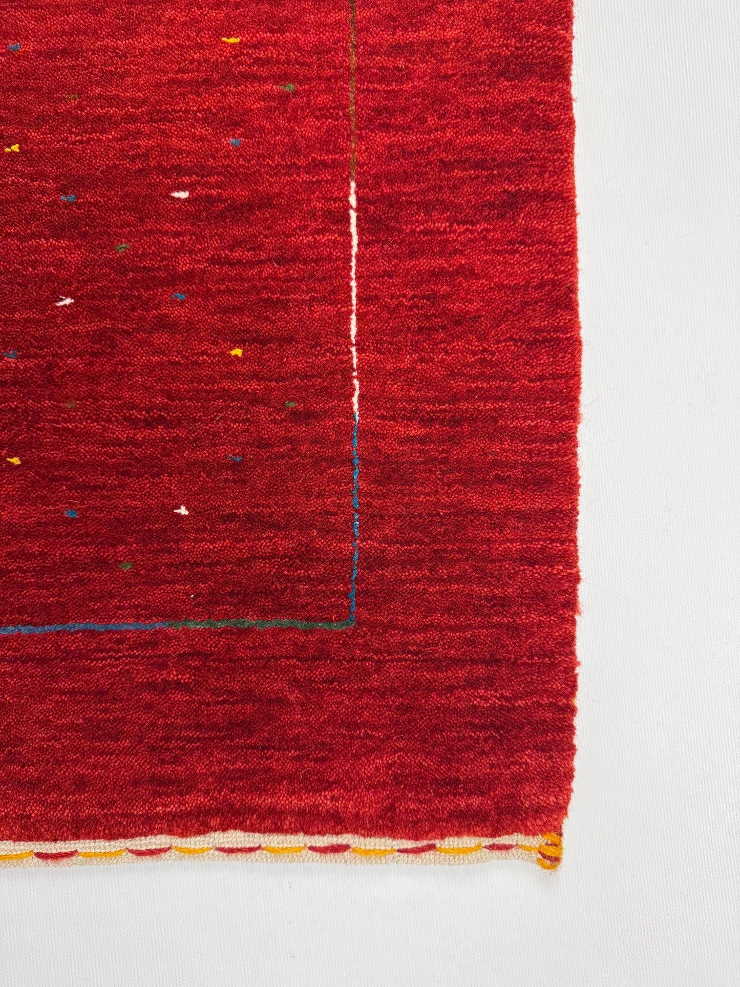 Color Loom El Dokuma Halı CL-0010 | Kırmızı Minimalist El Yapımı Türk Halısı, Modern Vintage Dekoratif Kilim