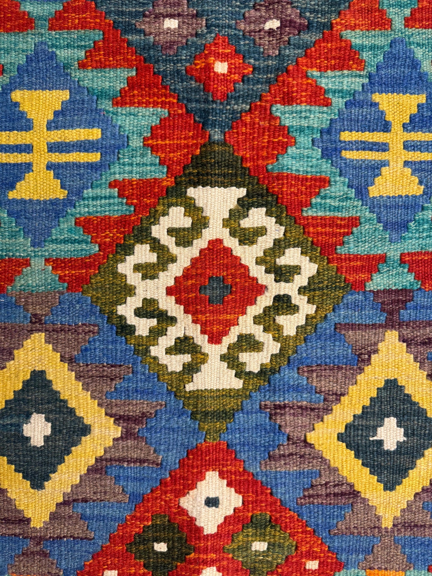 Nomad Glow El Dokuma Kilim – Renkli Geometrik Desenli Otantik Kilim (1.16 x 1.71 m) | NG-0023