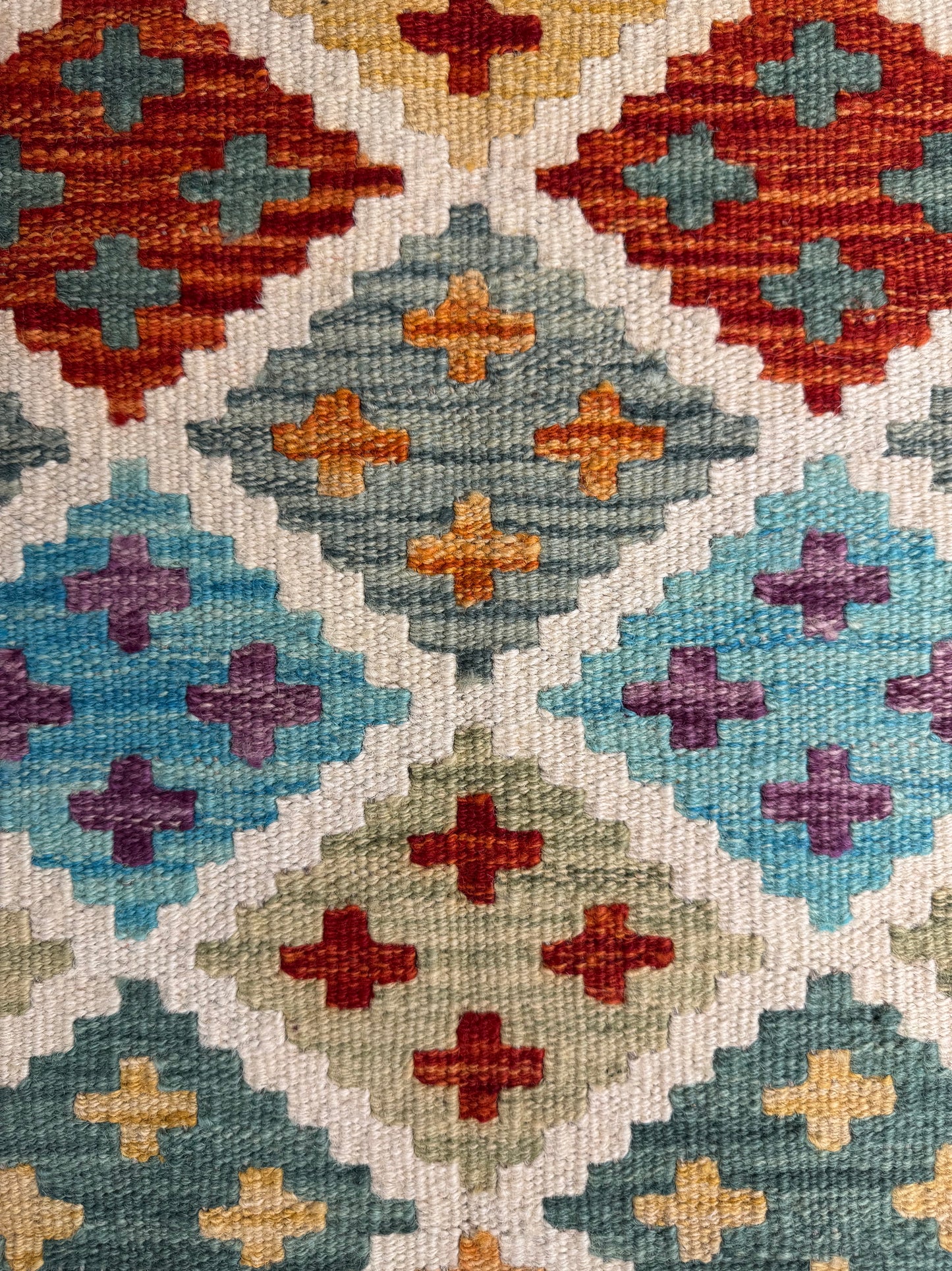 El Dokuma Uzun Kilim – Çok Renkli Geometrik Desenli Otantik Dekoratif Halı (0.51 x 1.43 m) | Nomad Glow Serisi NG-0013