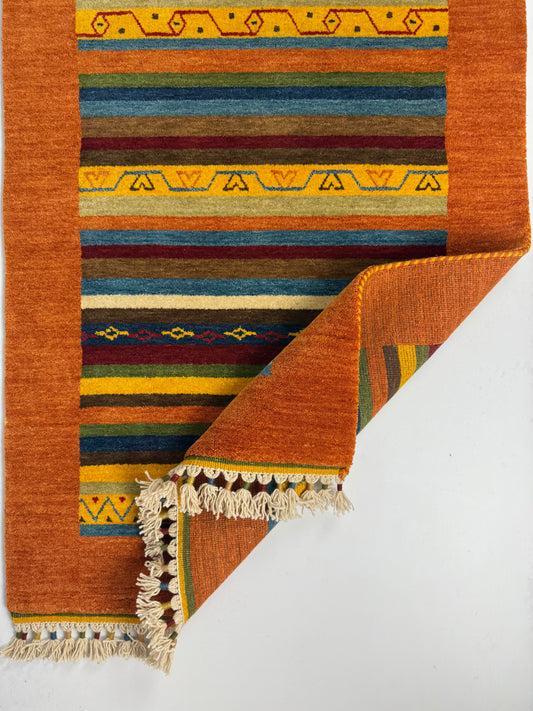 Color Loom El Dokuma Halı CL-0005 | Renkli Bohem ve Etnik Desenli Türk Halısı, El Yapımı Dekoratif Kilim, Modern Vintage Halı