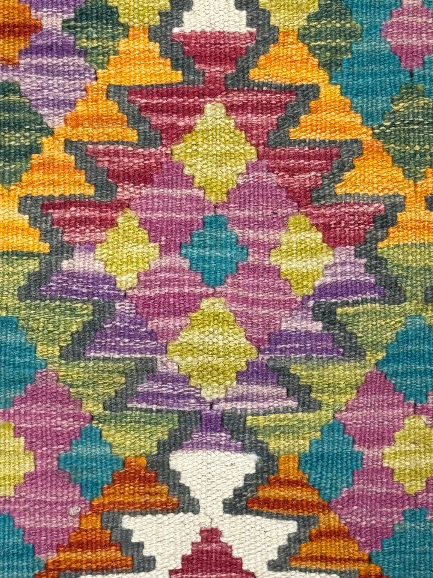 Nomad Glow El Dokuma Kilim – Turuncu Zemin Çok Renkli Geometrik Otantik Kilim (0.80 x 1.20 m) | NG-0020