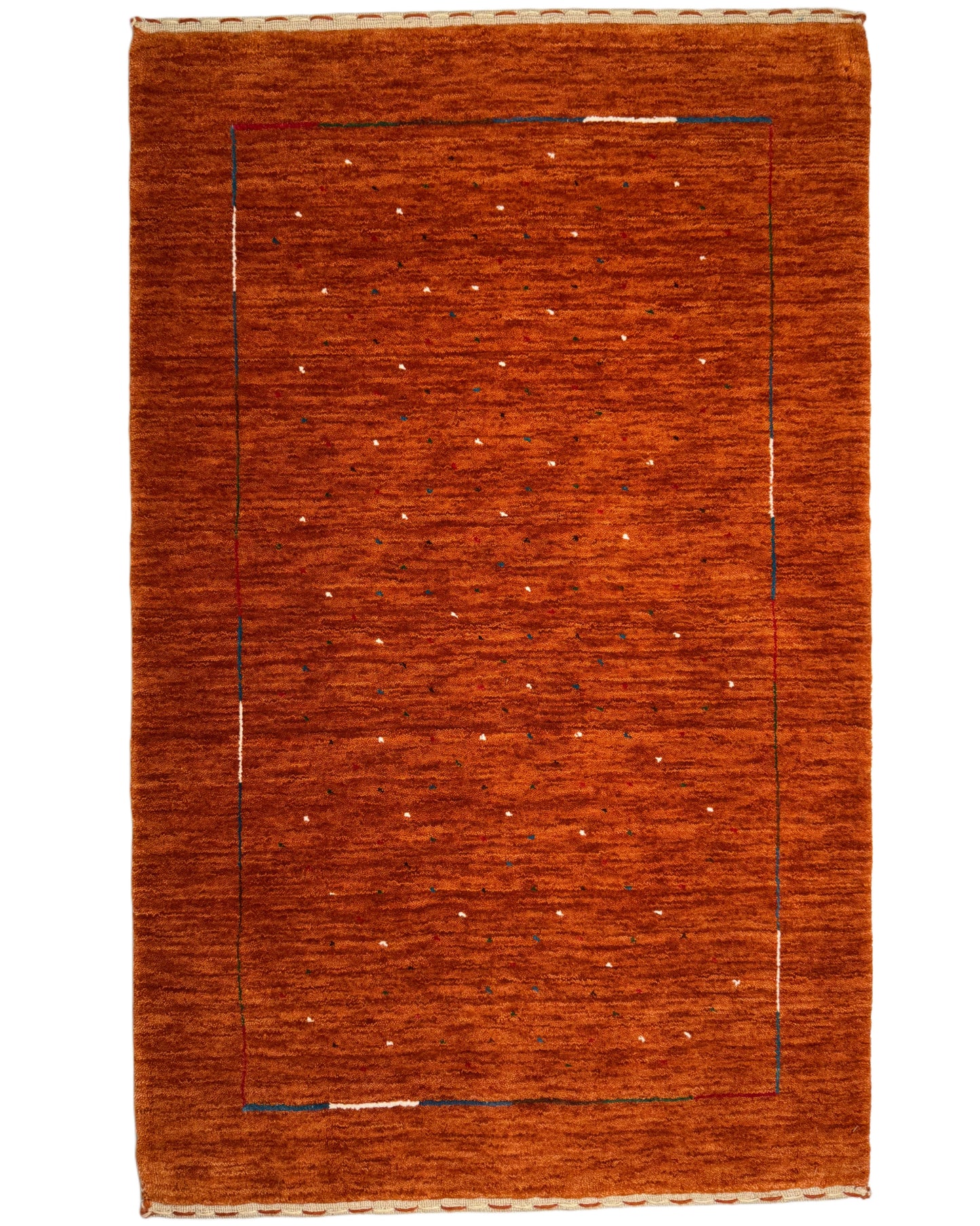 Color Loom El Dokuma Halı CL-0007 | Turuncu Minimalist Motifli El Yapımı Türk Halısı, Modern Vintage Dekoratif Kilim