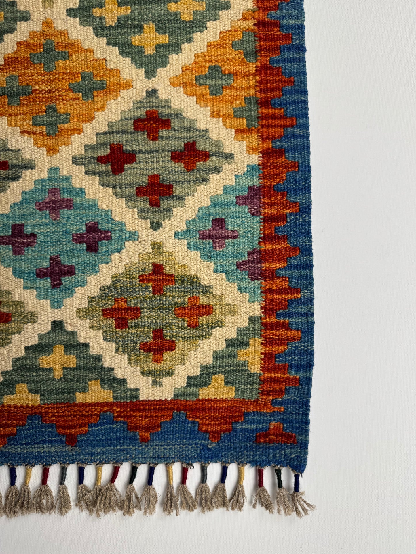 El Dokuma Uzun Kilim – Çok Renkli Geometrik Desenli Otantik Dekoratif Halı (0.51 x 1.43 m) | Nomad Glow Serisi NG-0013