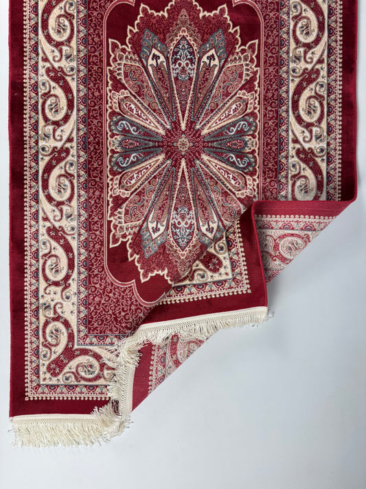Silken Echo Halı – Bordo Krem İpeksi Dokulu Modern Dekoratif Halı (0.80 x 1.25 m) | SE-0046