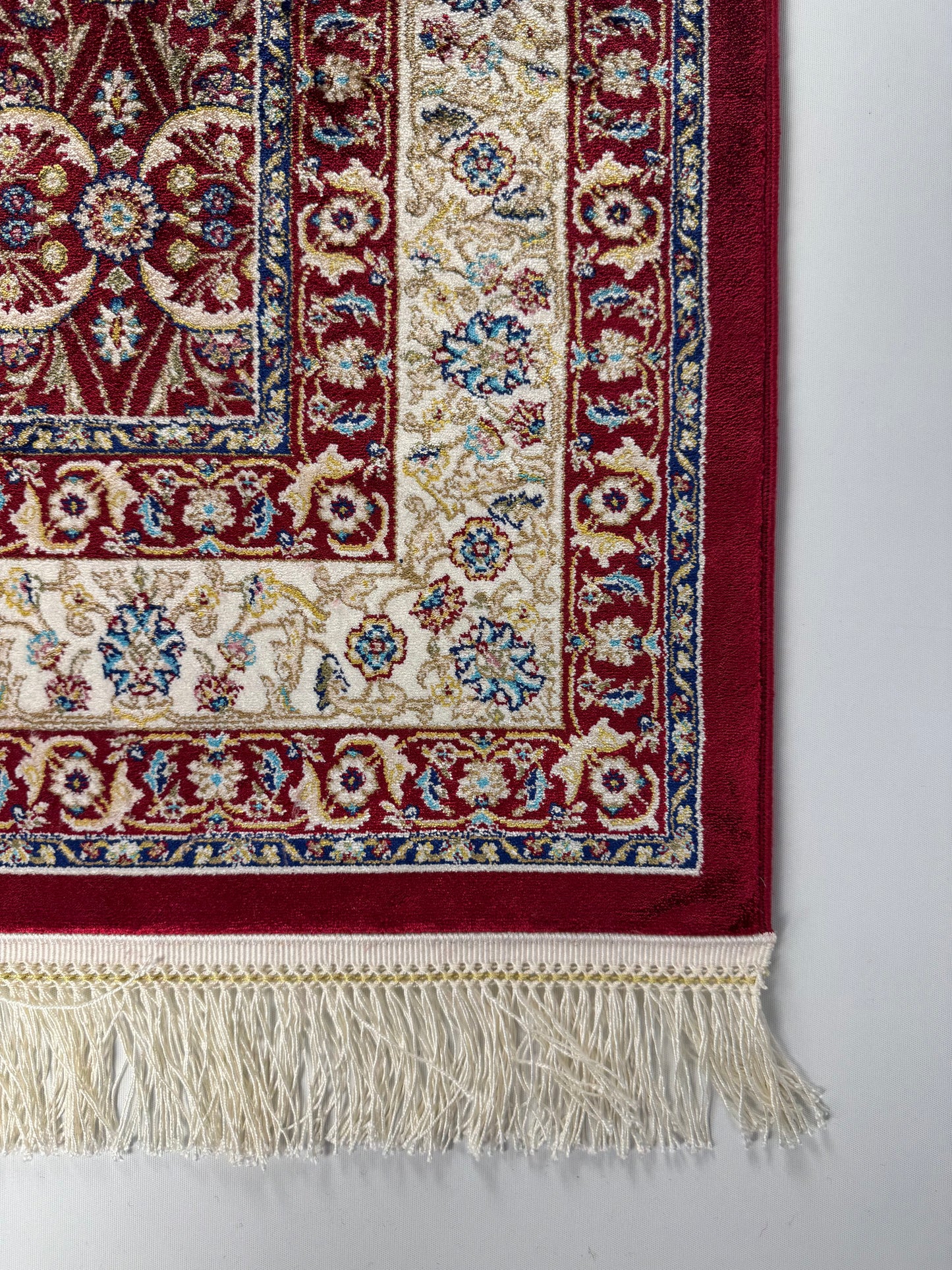 Silken Echo Halı – Bordo Krem İpeksi Dokulu Klasik Desenli Dekoratif Halı (0.80 x 1.25 m) | SE-0047