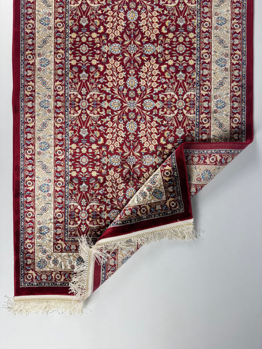 Silken Echo Halı – Bordo Krem İpeksi Dokulu Klasik Desenli Dekoratif Halı (0.80 x 1.25 m) | SE-0047